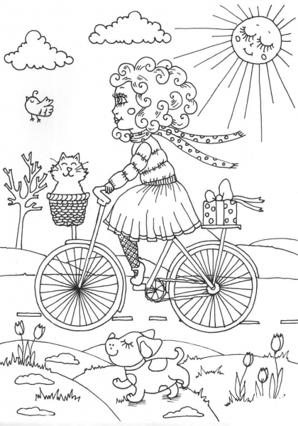 Peppy in April coloring page image