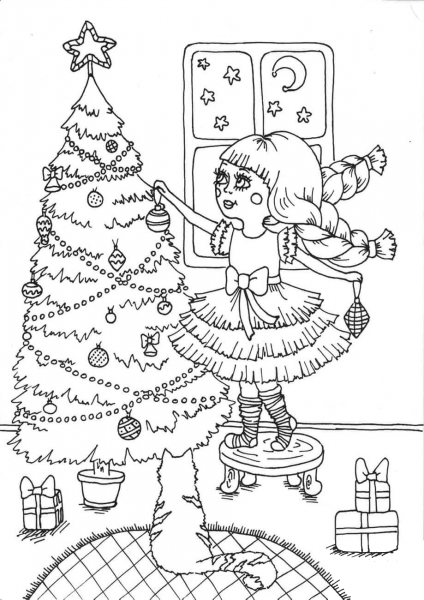 Peppy in December coloring page image