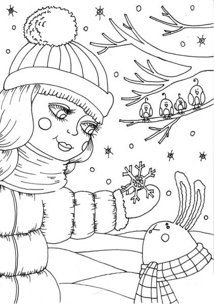 Peppy in February coloring page image