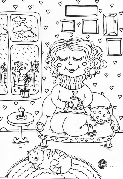 Peppy in November coloring page image