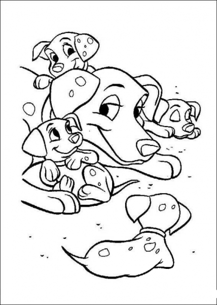 Perdita And Puppies coloring page image