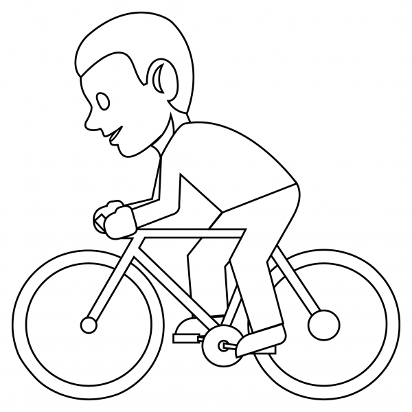 Person Biking coloring page image