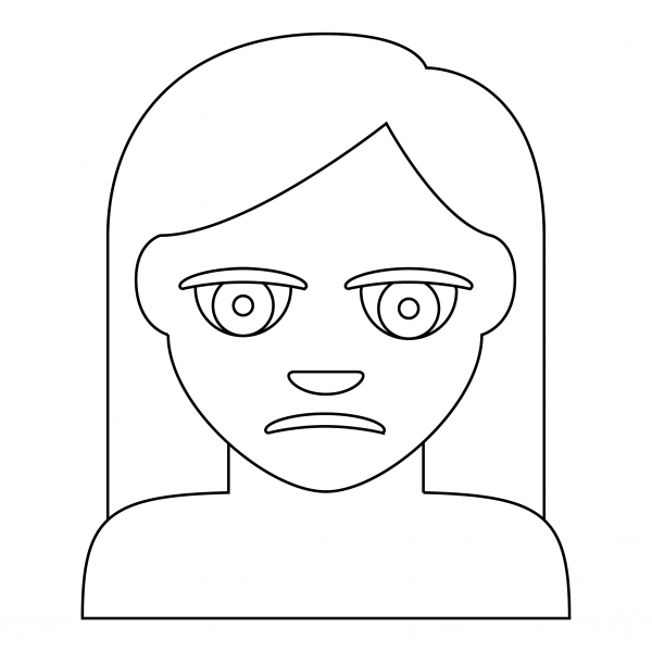 Person Frowning coloring page image