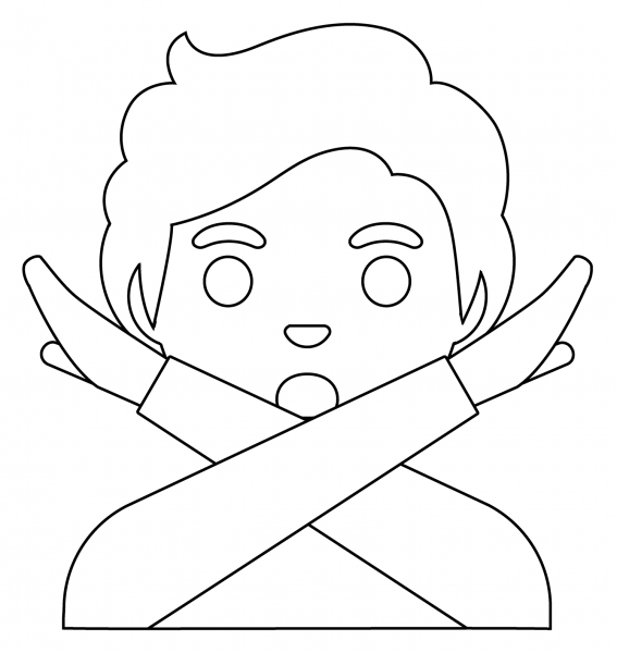 Person Gesturing No Emoji coloring page image