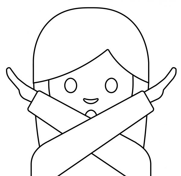 Person Gesturing No Emoji coloring page image