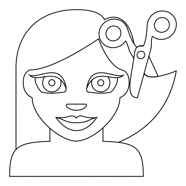 Person Getting Haircut coloring page image