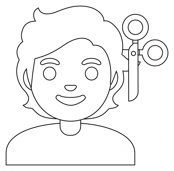 Person Getting Haircut Emoji coloring page image