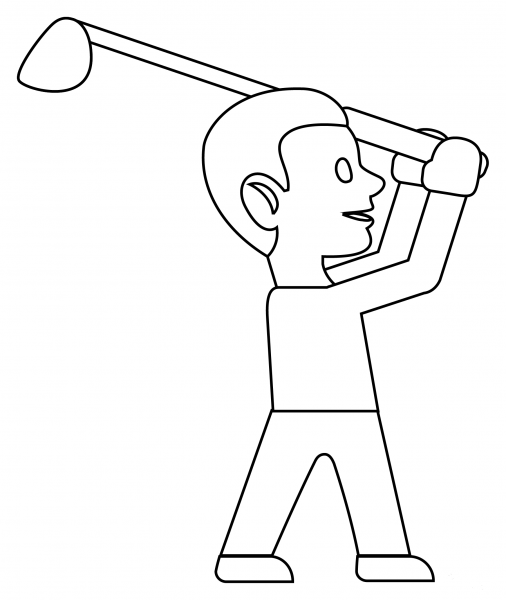 Person Golfing coloring page image