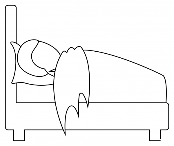 Person in Bed coloring page image