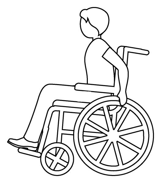 Person in Manual Wheelchair Emoji coloring page image