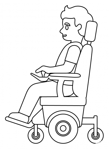 Person in Motorized Wheelchair Emoji coloring page image