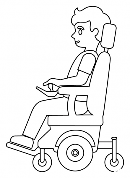 Person in Motorized Wheelchair Emoji coloring page image