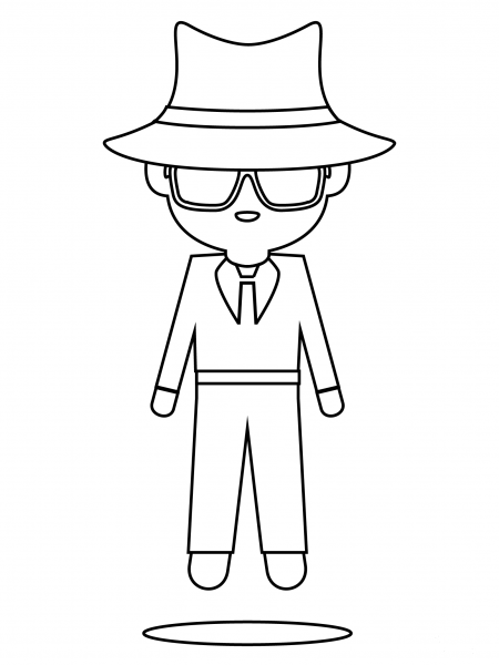 Person in Suit Levitating coloring page image