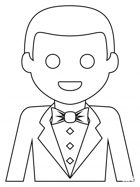 Person in Tuxedo coloring page image