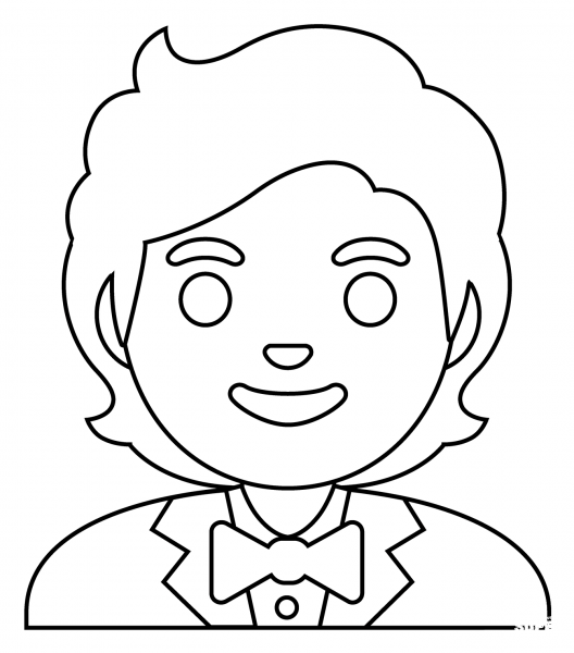 Person in Tuxedo Emoji coloring page image
