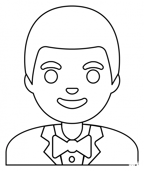 Person in Tuxedo Emoji coloring page image