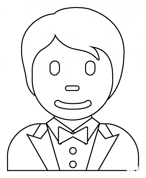 Person in Tuxedo Emoji coloring page image