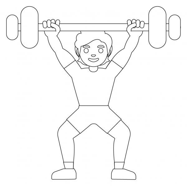 Person Lifting Weights Emoji coloring page image