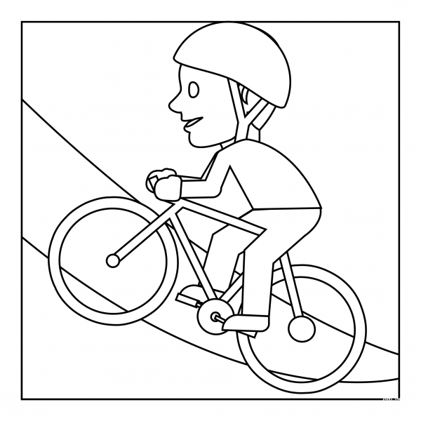 Person Mountain Biking coloring page image