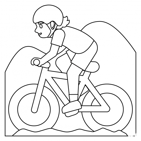 Person Mountain Biking Emoji coloring page image