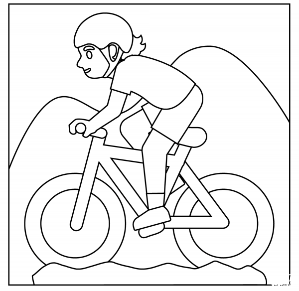 Person Mountain Biking Emoji coloring page image