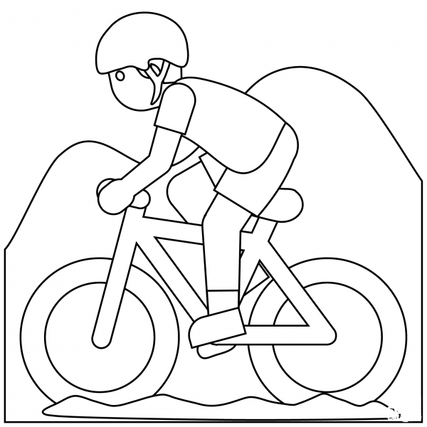Person Mountain Biking Emoji coloring page image