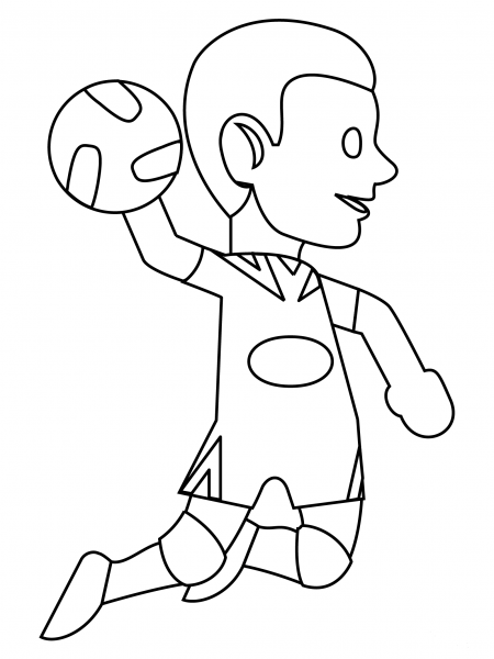 Person Playing Handball coloring page image