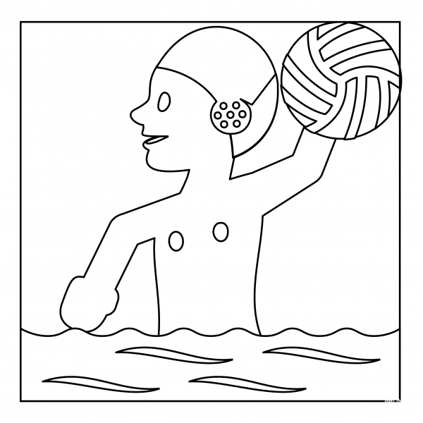 Person Playing Water Polo coloring page image