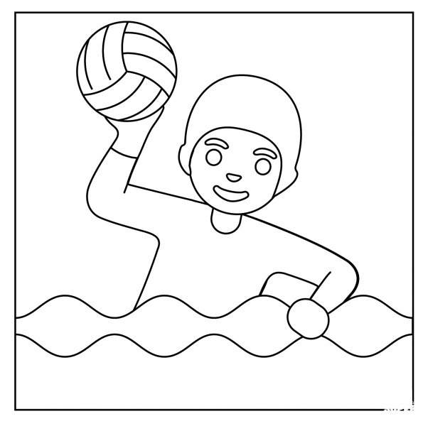 Person Playing Water Polo Emoji coloring page image