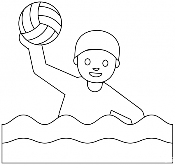Person Playing Water Polo Emoji coloring page image