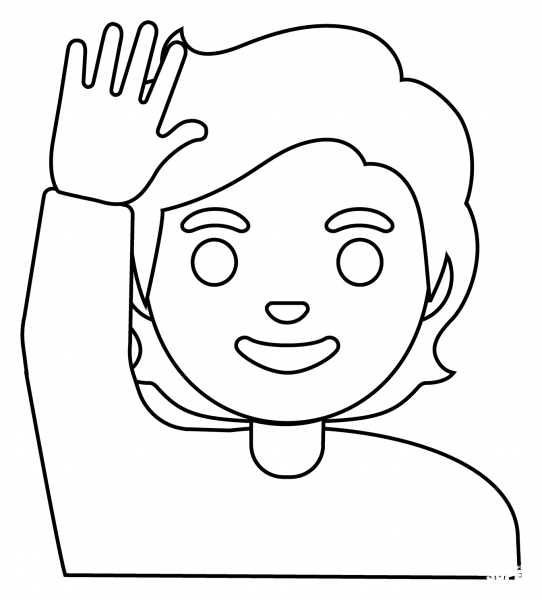Person Raising Hand Emoji coloring page image