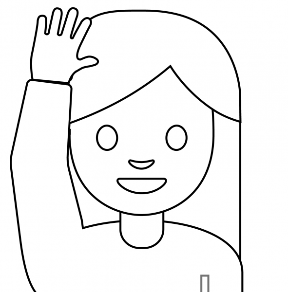 Person Raising Hand Emoji coloring page image
