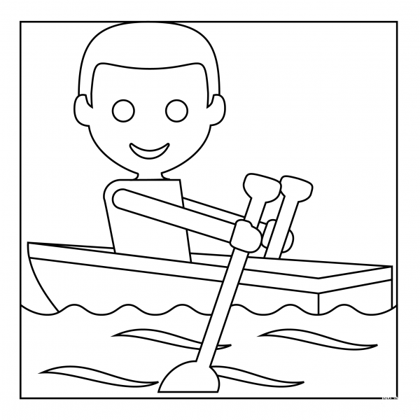 Person Rowing Boat coloring page image