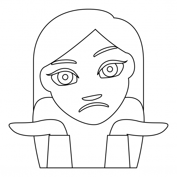 Person Shrugging coloring page image
