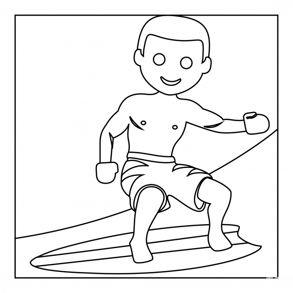 Person Surfing coloring page image