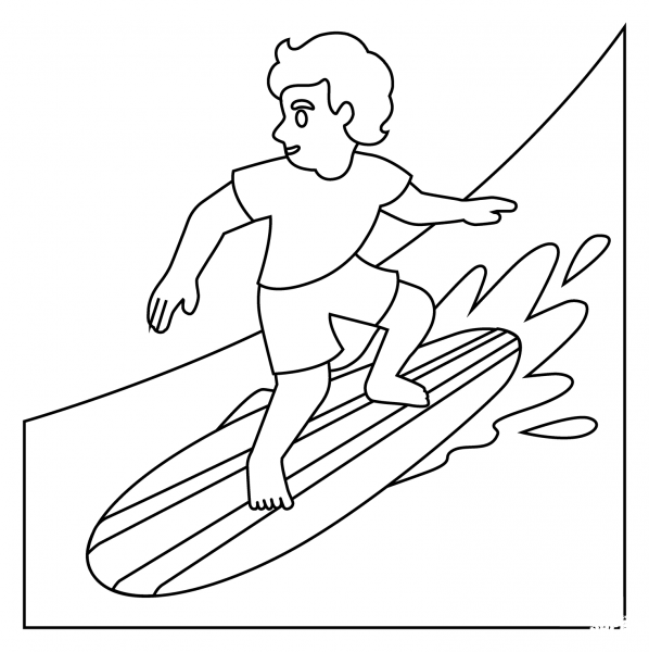 Person Surfing Emoji coloring page image