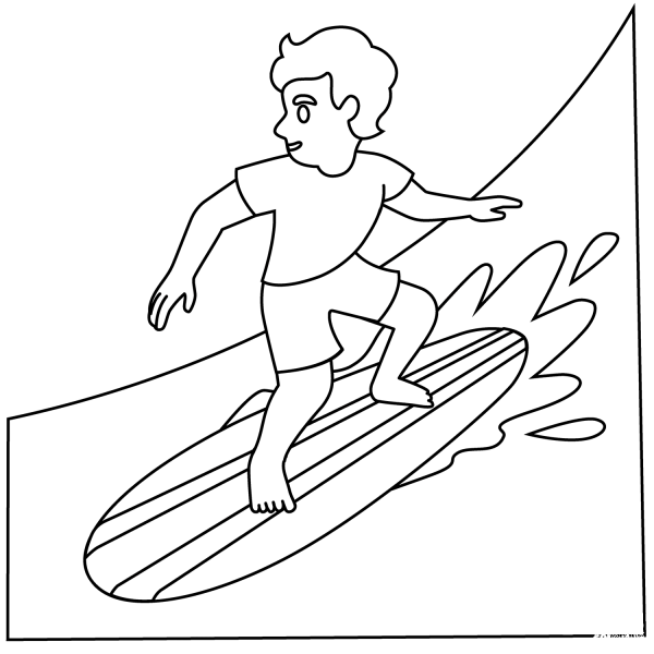 Person Surfing Emoji coloring page image