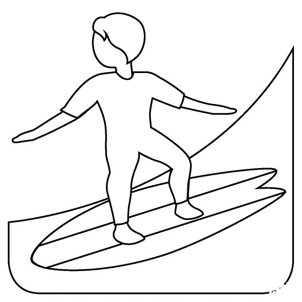 Person Surfing Emoji coloring page image