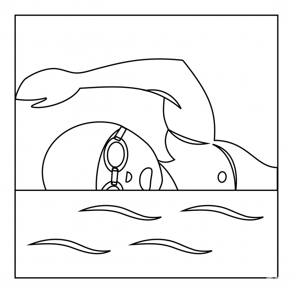 Person Swimming coloring page image