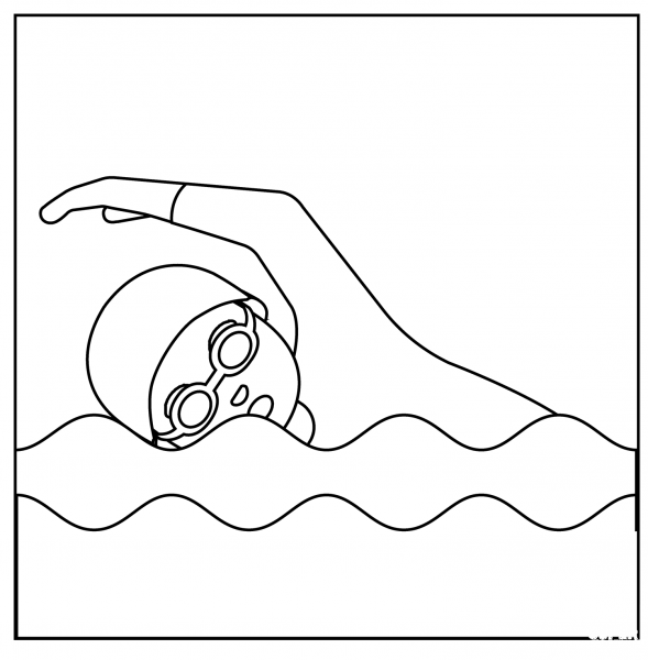 Person Swimming Emoji coloring page image