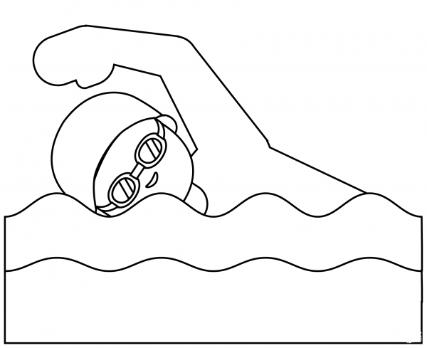 Person Swimming Emoji coloring page image