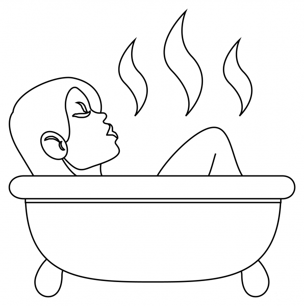 Person Taking Bath coloring page image