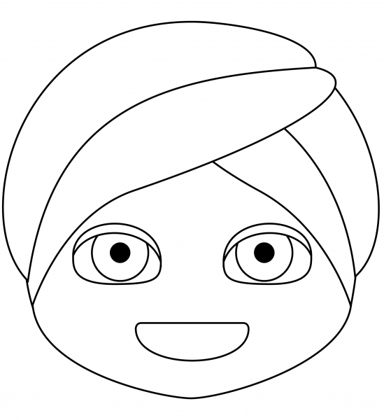 Person Wearing Turban coloring page image