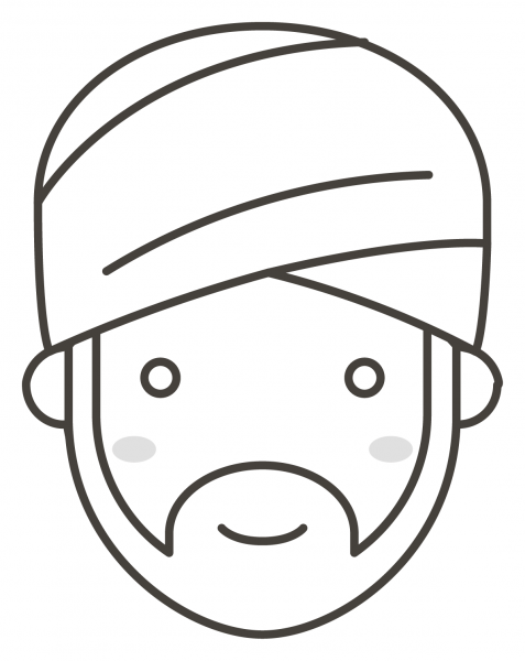 Person Wearing Turban coloring page image