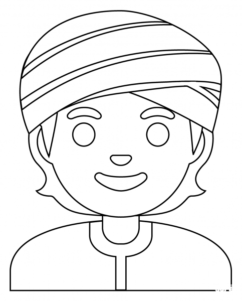 Person Wearing Turban Emoji coloring page image