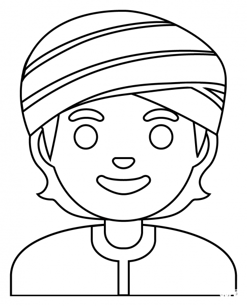 Person Wearing Turban Emoji coloring page image