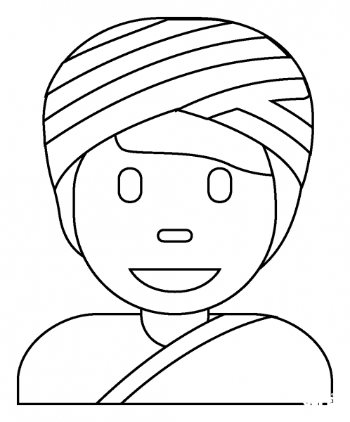 Person Wearing Turban Emoji coloring page image
