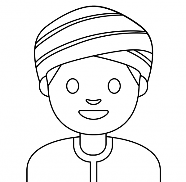 Person Wearing Turban Emoji coloring page image