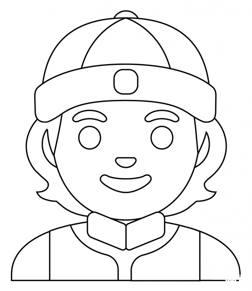 Person with Skullcap Emoji coloring page image