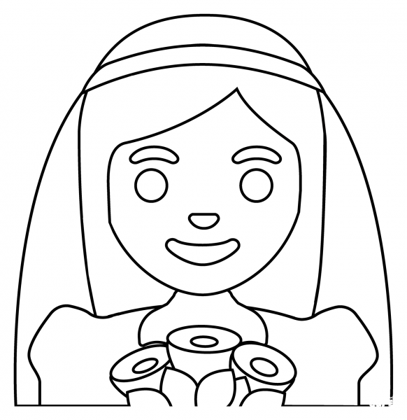 Person with Veil Emoji coloring page image